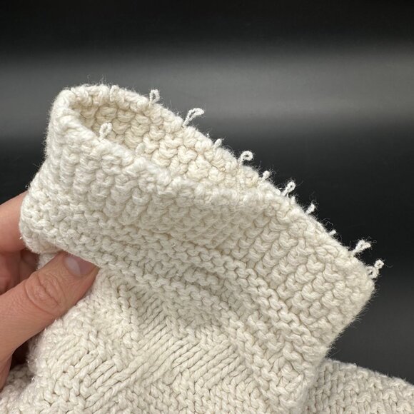 Vintage Knit Sweater Hunt Club Cream White 90s Shoulder Pads Mock Neck Mom Style - Picture 6 of 10